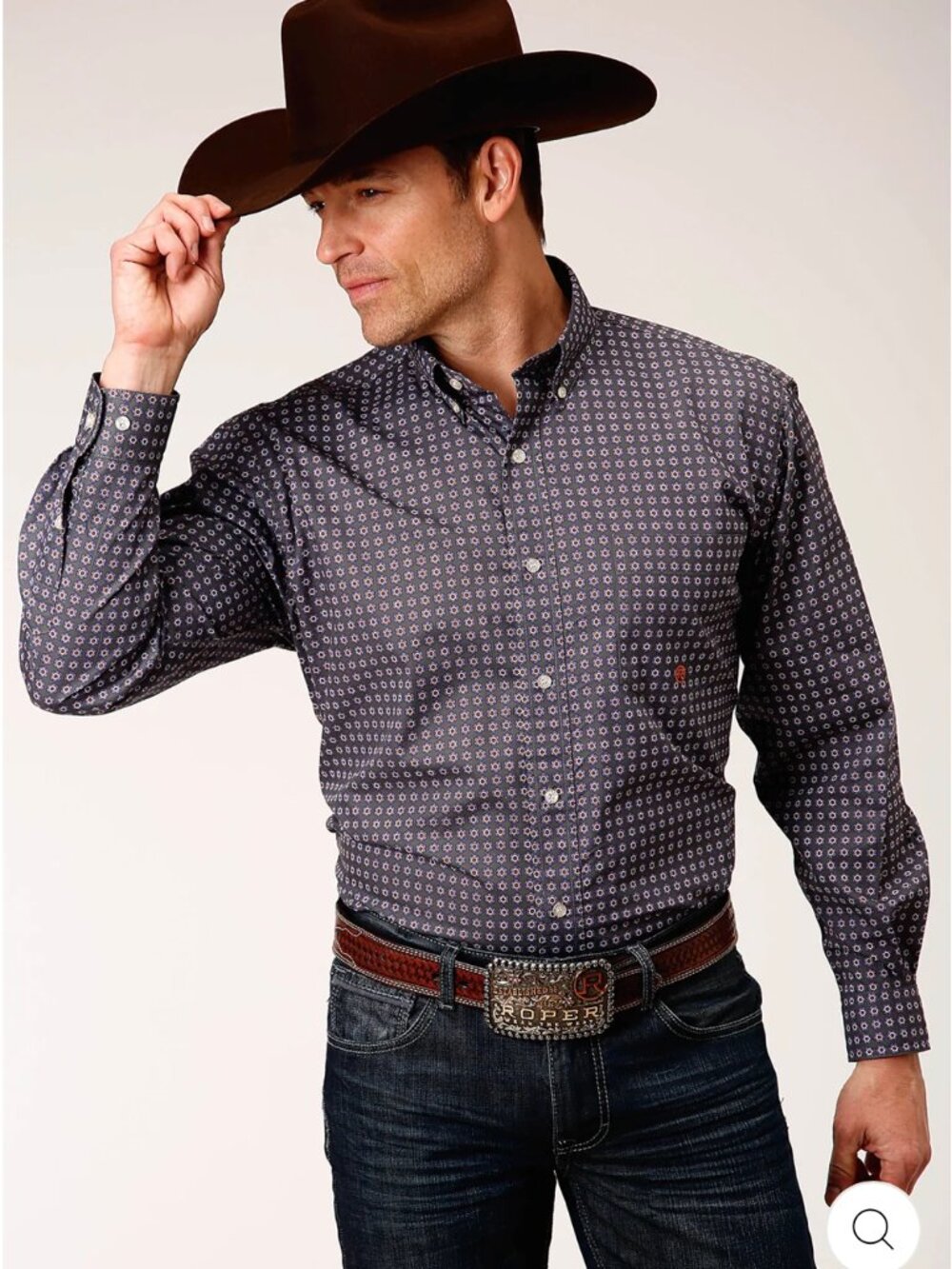 ROPER | Foulard Western Long Sleeve Button Down Shirt | "Plum" | Size XL